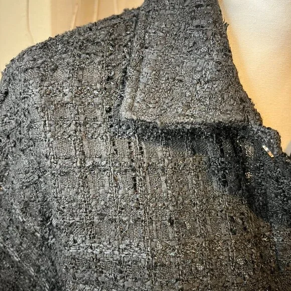 Zara Black Tweed Oversized Shirt Jacket, Size Small - Picture 6 of 16